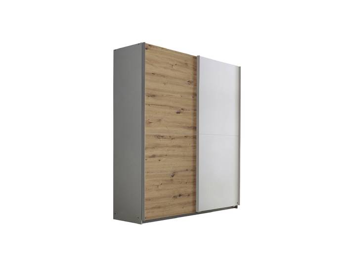 Schwebetürenschrank Eiche weiß - 175 cm - rauch - SATURN