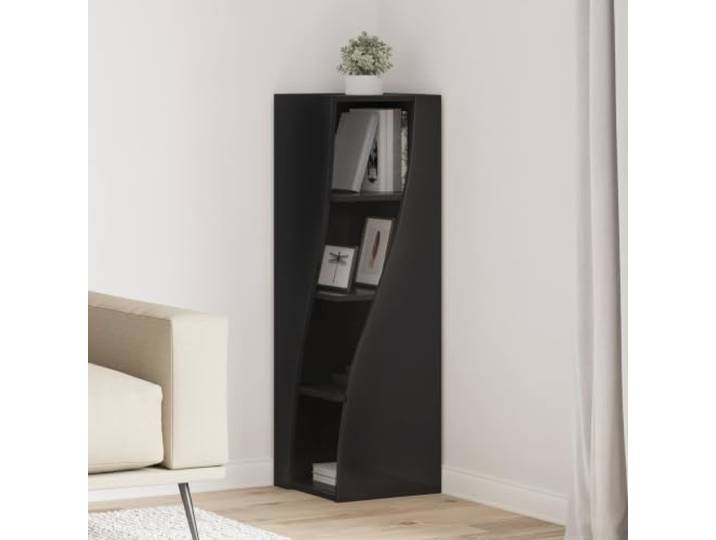 HPUYRFG Eckschrank Holzwerkstoff Schwarz 32x32x102 cm mit Regalen Platzsparendes Eckdesign, matte Oberfläche, stabile Konstruktion, vielseitig nutzbar