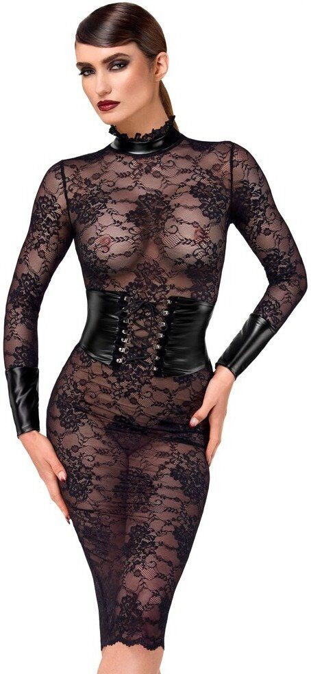 Noir HandMade Robe en dentelle noire Kink Royal