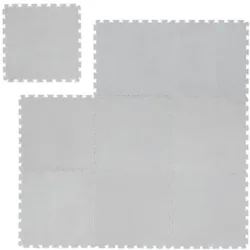 Relaxdays Flauschiger Puzzleteppich im 9er Set Grau