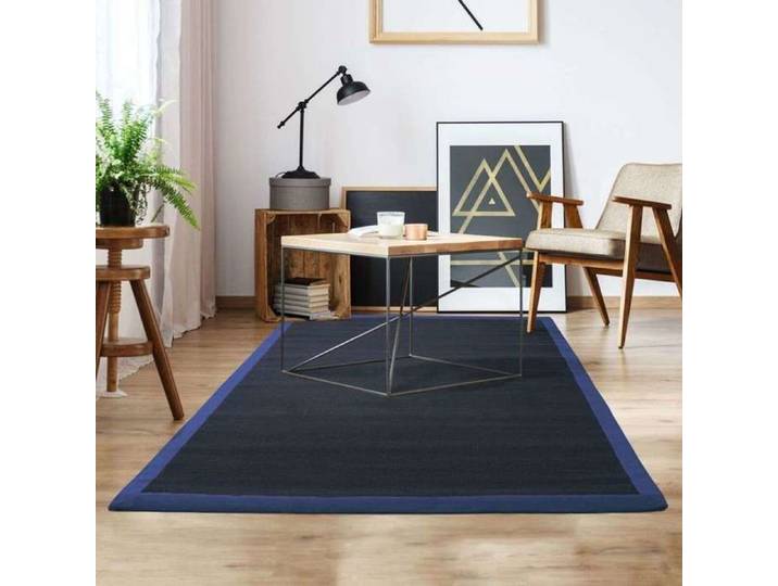 Tapis jute bleu foncé 120x170 - style bohème
