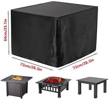 Inspired Finds Square 210T Waterproof Fire Pit Cover UV & Fade Resistant Outdoor Fire Pit Table Protector 28.3x28.3x25.1in