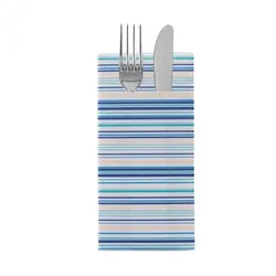 Sovie HOME Besteckserviette Stefano in Blau aus Linclass® Airlaid 40 x 40 cm, 12 Stück - Streifen