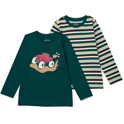 Tchibo - 2 Kinder-Langarmshirts - Baby - Gr. 86/92 - dunkelgrün