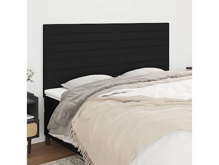 RJPLMFV Bett-Kopfteil, Schwarz, 180 cm, Stoff Höhenverstellbar, Füße aus robustem Holz, bequeme Rückenlehne, einfach zu montieren
