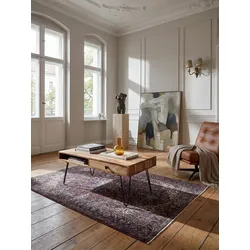 Couchtisch Massivholz mit Metallbeinen im Landhausstil, Akazie 60x110x40 cm