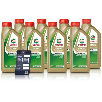 Castrol 8x 1 L EDGE 0W-40 A3/B4 + Ölwechsel-Anhänger [Hersteller-Nr. 15F6B4]