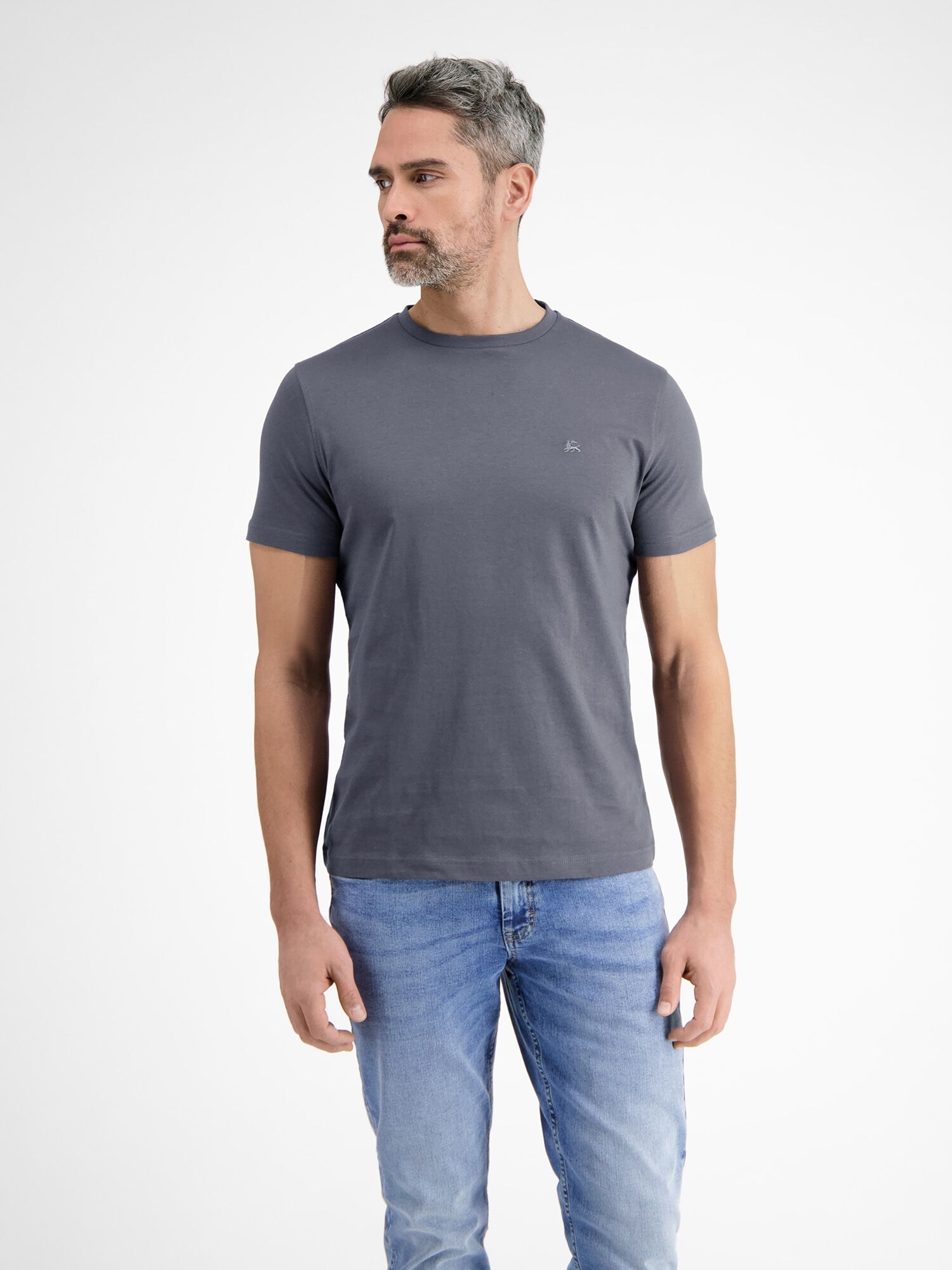 T-Shirt LERROS "Klassisches Rundhals T-Shirt", Herren, Gr. S, grau (rock grau), 100% Baumwolle, Rundhals, Shirts T-Shirt rock grau S