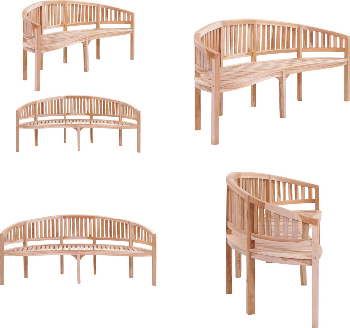 vidaXL Bananenbank 200 cm Massivholz Teak - Gartenbank - Gartenbänke - Terrassenbank - Terrassenbänke