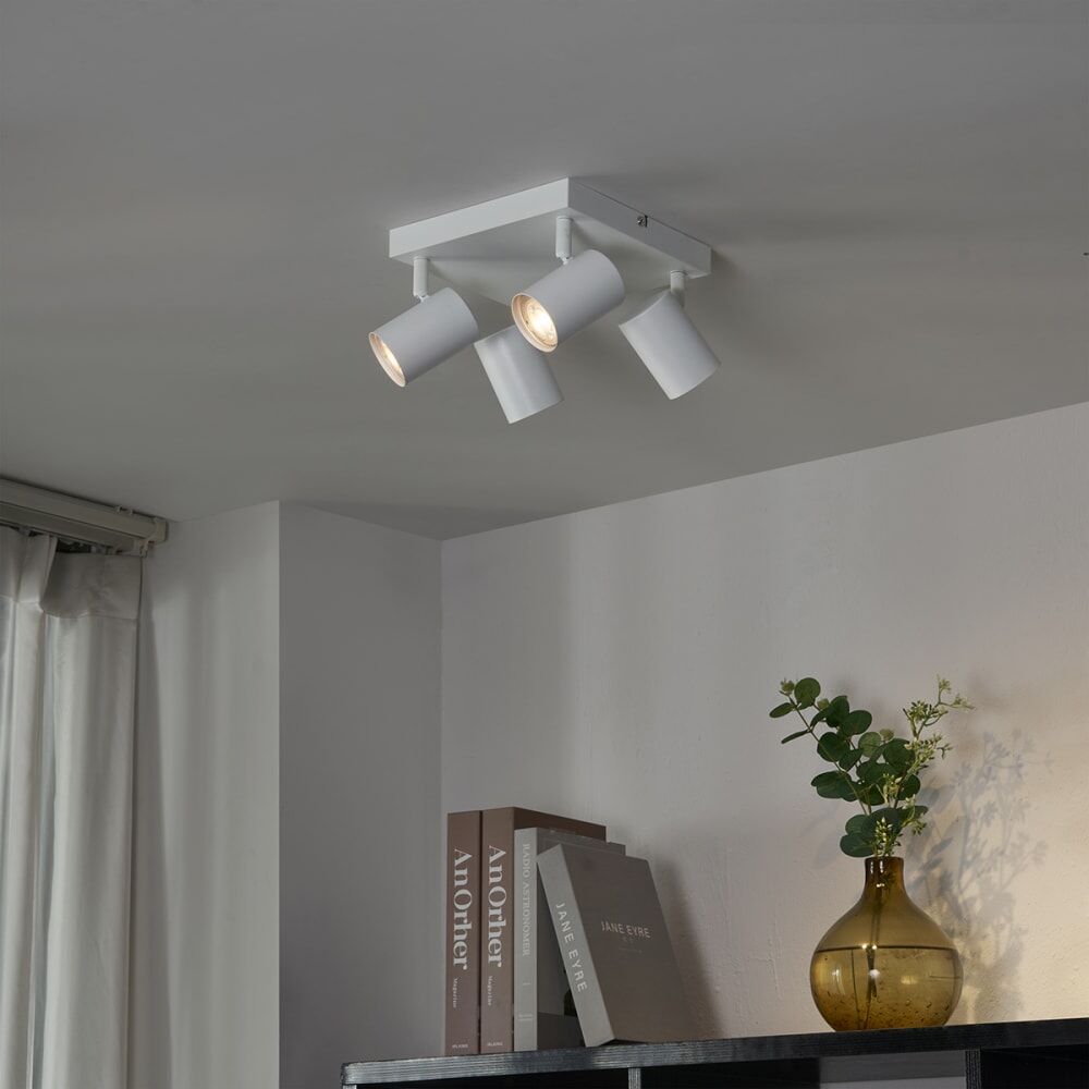 QAZQA Spot plafond en acier blanc Blanc 20x15x20cm