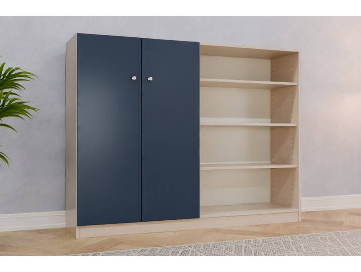 Büro Highboard nach Maß - RAL 5003 Saphirblau - 133x173x45cm - Individuell konfigurieren