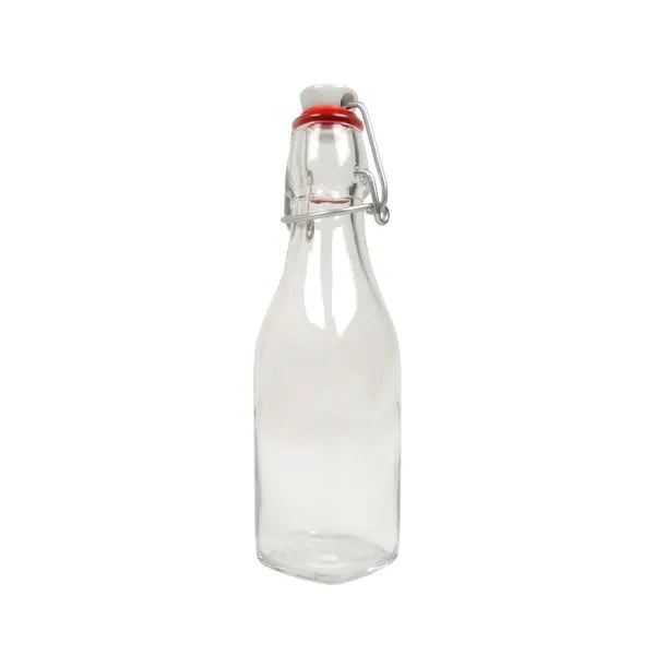 Dille & Kamille Beugelfles van glas, vierkant, 250 ml