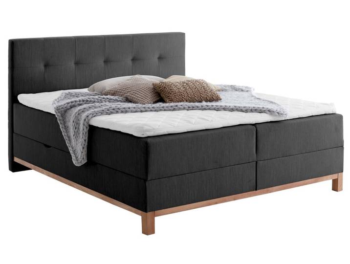 Livetastic Boxspringbett CATANIA, anthrazit, Stoff
