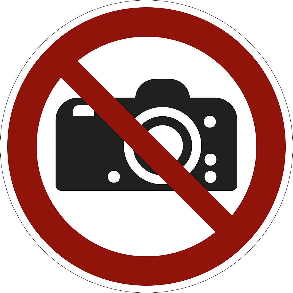 kaiserkraft Verbotszeichen, Fotografieren verboten, VE 10 Stk, Folie, Ø 100 mm