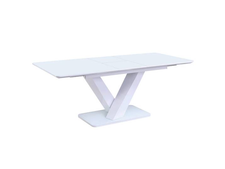 Mid.you Esstisch, Weiß, Glas, rechteckig, Sockel, 90x77x160-200 cm, ausziehbar, Esszimmer, Tische, Esstische, Glastische