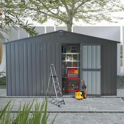 Staykiwi Outdoor 11x 9 ft Metal Storage Shed with Durable Metal Frame