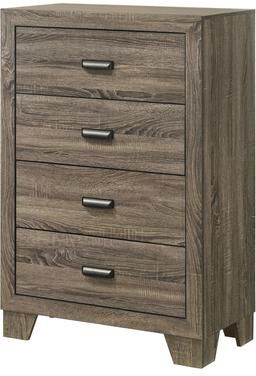 Benjara Shannon 45 Inch Tall Dresser Chest, Wood, Metal Handles, 4 Drawers, Brown