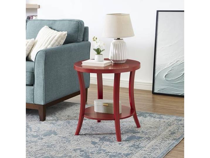 Roundhill Furniture Perth Moderner runder Beistelltisch mit Ablage