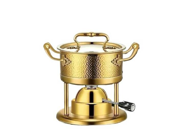 Fondue-Set, ideal for aufblasbare Hot-Pot-Gasherde Speisenwärmer Perfekt for Küchensammlungen und Hochzeitsgeschenke mit Glasdeckel