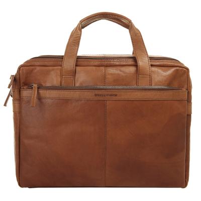 Aktentasche SPIKES & SPARROW "SPIKES & SPARROW Damen, Herren echt Leder", Gr. B/H/T: 40cm x 29cm x 10cm onesize, braun (cognac), Leder, beschichtet, glänzend, Taschen, echt Leder