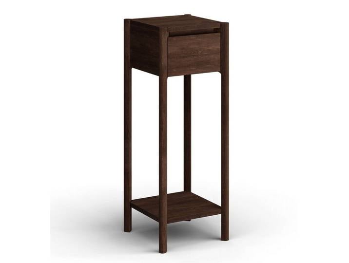 Feldmann-Wohnen Beistelltisch Campi (mit Ablagefläche, mit Schublade, 1-St., moderne Optik, mit Ablagefläche, mit Schublade), 33x33x90cm Massivholz geölt Eiche Tabak