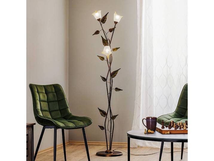 Stehlampe Miranda ONLI, bronze / altmessing, für Wohn- / Esszimmer, Metall, Florentiner, Stehlampe