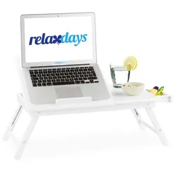 Relaxdays Bambus Laptoptisch weiß Weiß
