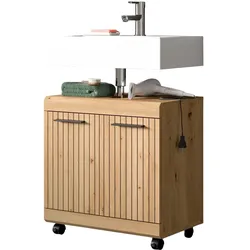 WASCHBECKENUNTERSCHRANK Eiche Artisan 60 cm, Badezimmer Unterschrank auf Rollen