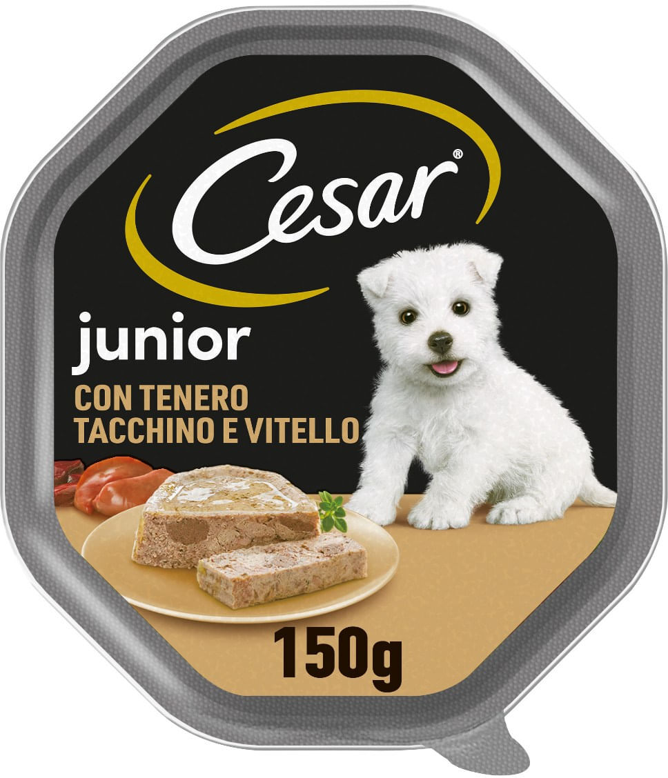 Cesar Puppy Vaschetta Multipack 14x150G TACCHINO E VITELLO