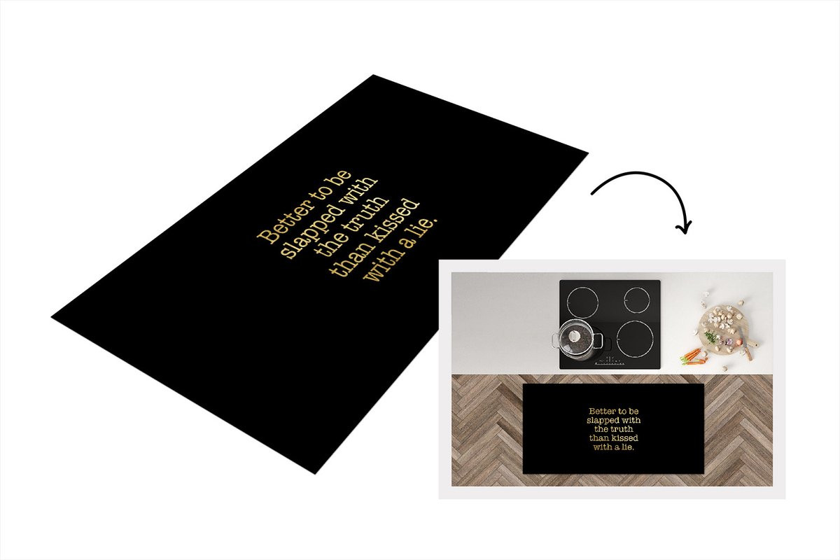 KitchenYeah Keukenloper Vinyl - Quotes Waarheid - Goud/Zwart - B/D: 120 x 60 cm