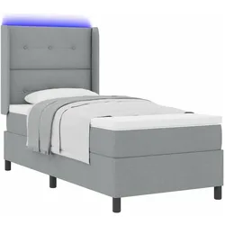 vidaXL, Boxspringbett, Boxspringbett Mit Matratze & Led Stoff Hellgrau (100 x 200 cm)