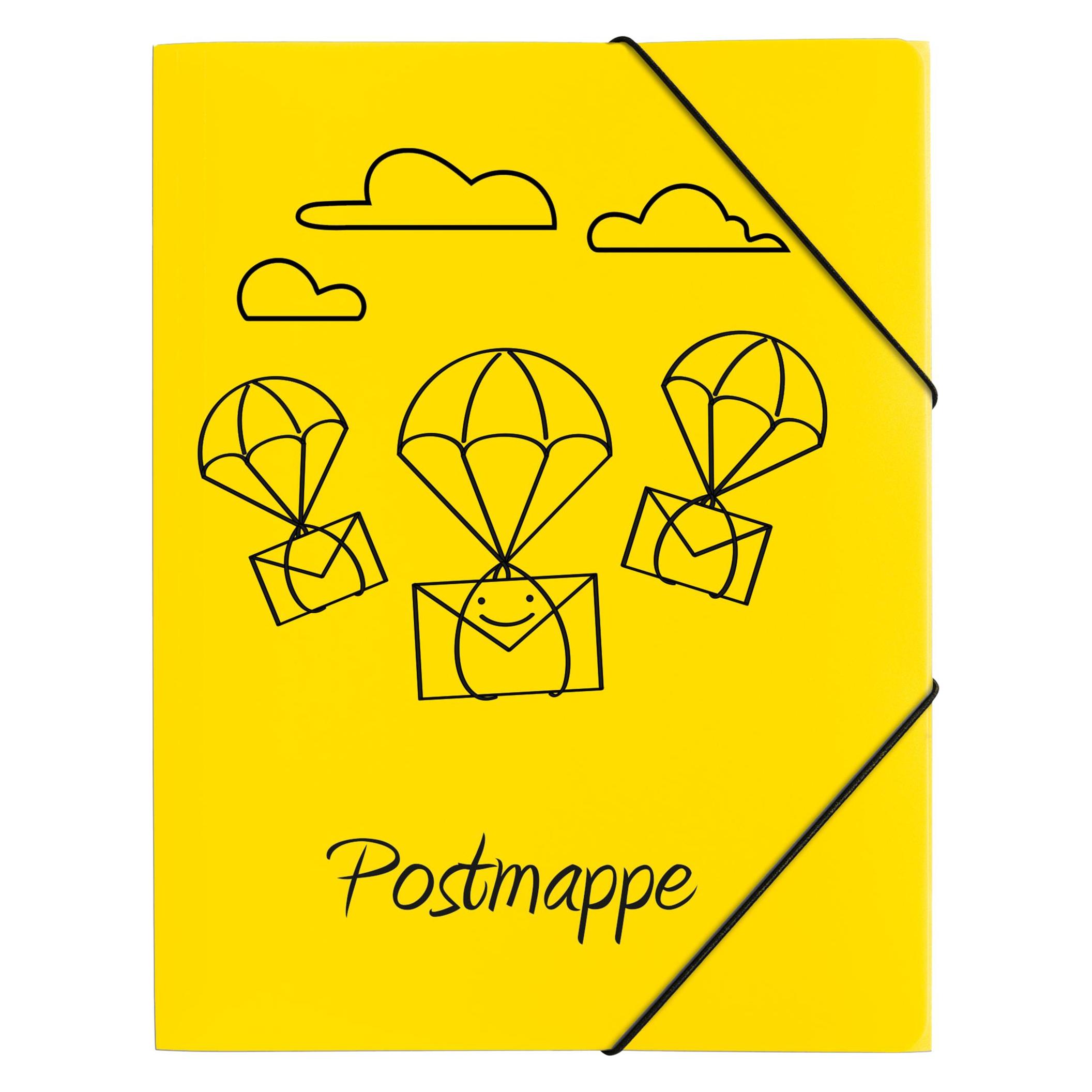 Pagna Gummizugmappe A4 PP Postmappe 3 Einschlagklappen gelb (A4, 1x) (21603-15)