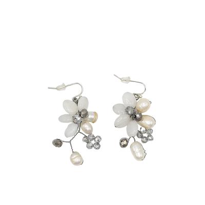 Paar Creolen "Blüte", Damen, Gr. Glas, weiß, COLLEZIONE ALESSANDRO, Ohrringe