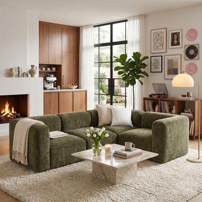 Housely "Modern 101"" Chenille Modular Sectional Sofa Set (4-Piece)"