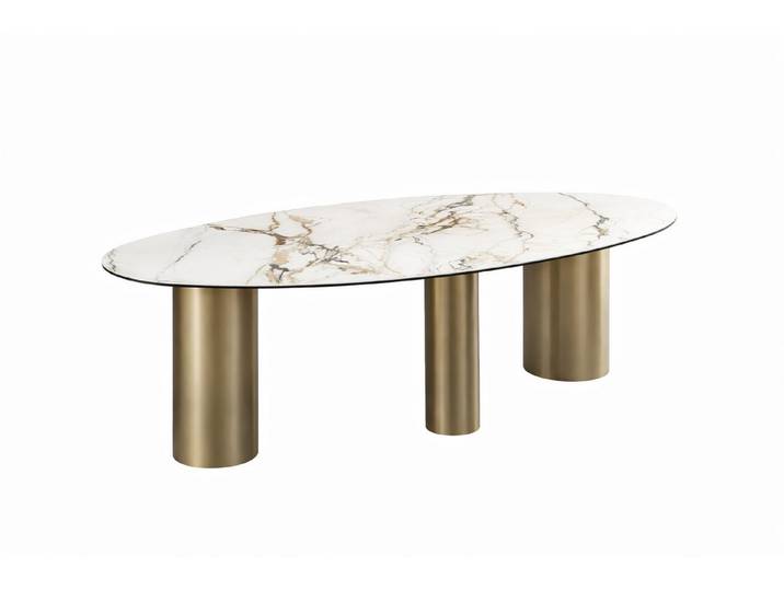 JVmoebel Esstisch Esszimmer Möbel Edelstahl Oval Esstisch Luxus Design Tisch Sofort (1-St), Hergestellt in Europa