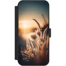 Nivocase Klapphülle für Apple iPhone 15 Plus Handyhülle aus Kunst Leder NIVOflip schwarz Natur Sonne (Apple iPhone 15 Plus), Smartphone Hülle, Schwarz