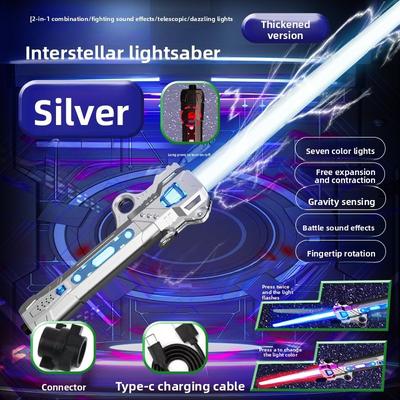 Youfap Market Colorful Glowing Sword Toy With Music & 2 in 1 Rotating Light For Kids silvery