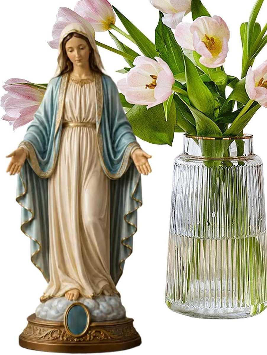 Handgemaakt religieus standbeeld voor huisdecoratie - Goudkleurig - Hoogte: 20 cm