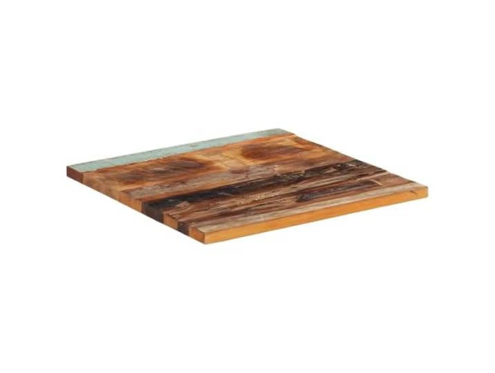 KTHLBRH Quadratische Tischplatte 60 x 60 cm 25-27 mm Holz Wiederverwertung Gebrauchsspuren und sichtbare Maserung, zwei Holzständer, poliert und lackiert