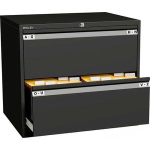 Bisley Hängeregisterschrank DF2 633, 2-bahnig, 2 Schübe, schwarz