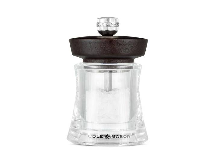 Salzmühle COLE & MASON Holborn , braun (dunkelbraun, transparent), B:6,1cm H:9,5cm T:6,1cm, Küchenmühlen, Salzmühle, Holzart: Buche (Fagus sylvatica) (Rumänien)