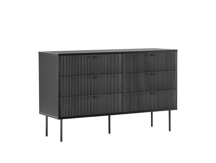 hjh LIVING Buffet 6 tiroirs KARBY S 120x40x75 cm\, Commode à tiroirs Style Industriel\, Beaucoup d'espace de Rangement\, Noir