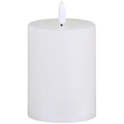 Chic Antique LED Stumpenkerze inkl. Batterien, H10/Ø7,5 cm, weiss