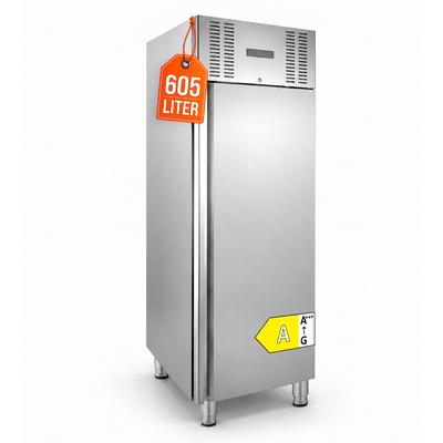 GastroHero Gastronomie Kühlschrank ECO 650 GN 2/1 – 605 Liter Volumen, Edelstahlgehäuse, 3 höhenverstellbare Böden, abschließbar