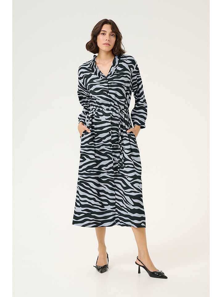 Kaffe Kleid "Olga" in Schwarz/ Grau - 38