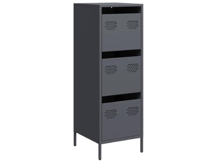 HGFDVCMR Highboard Anthrazit 39x35x103,5 cm Stahl Kommode 3 Schubladen Schmaler Beistellschrank aus kaltgewalztem Stahl für Wohnzimmer und Büro mit Wandhalterung gegen Umkippen.