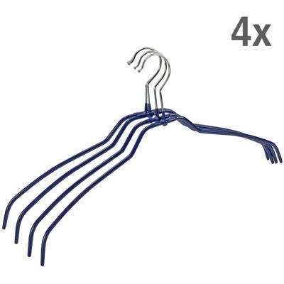 Kleiderbügel WENKO "Modell Slim", blau (blau, silberfarben), B:41cm H:21,5cm T:0,5cm, Kunststoff, Metall, Kleiderbügel, Kleiderbügel, Formbügel mit rutschhemmender Beschichtung, extra schmal, platzsparend