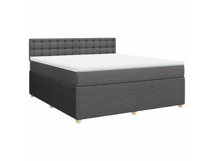 PUGYNBK Boxspringbett mit Matratze, Polyestergewebe, dunkelgrau, 180 x 200 cm