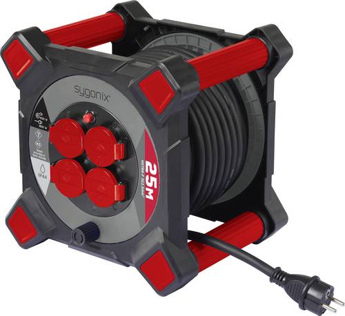 Sygonix SY-10236123 Kabeltrommel 25m Schwarz Schutzkontakt-Stecker