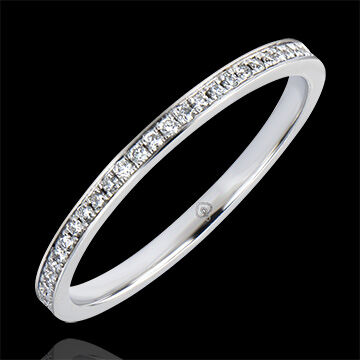 Edenly Trauring Ursprung - Pavefassung - 18 Karat WeiÃŸgold und Diamanten